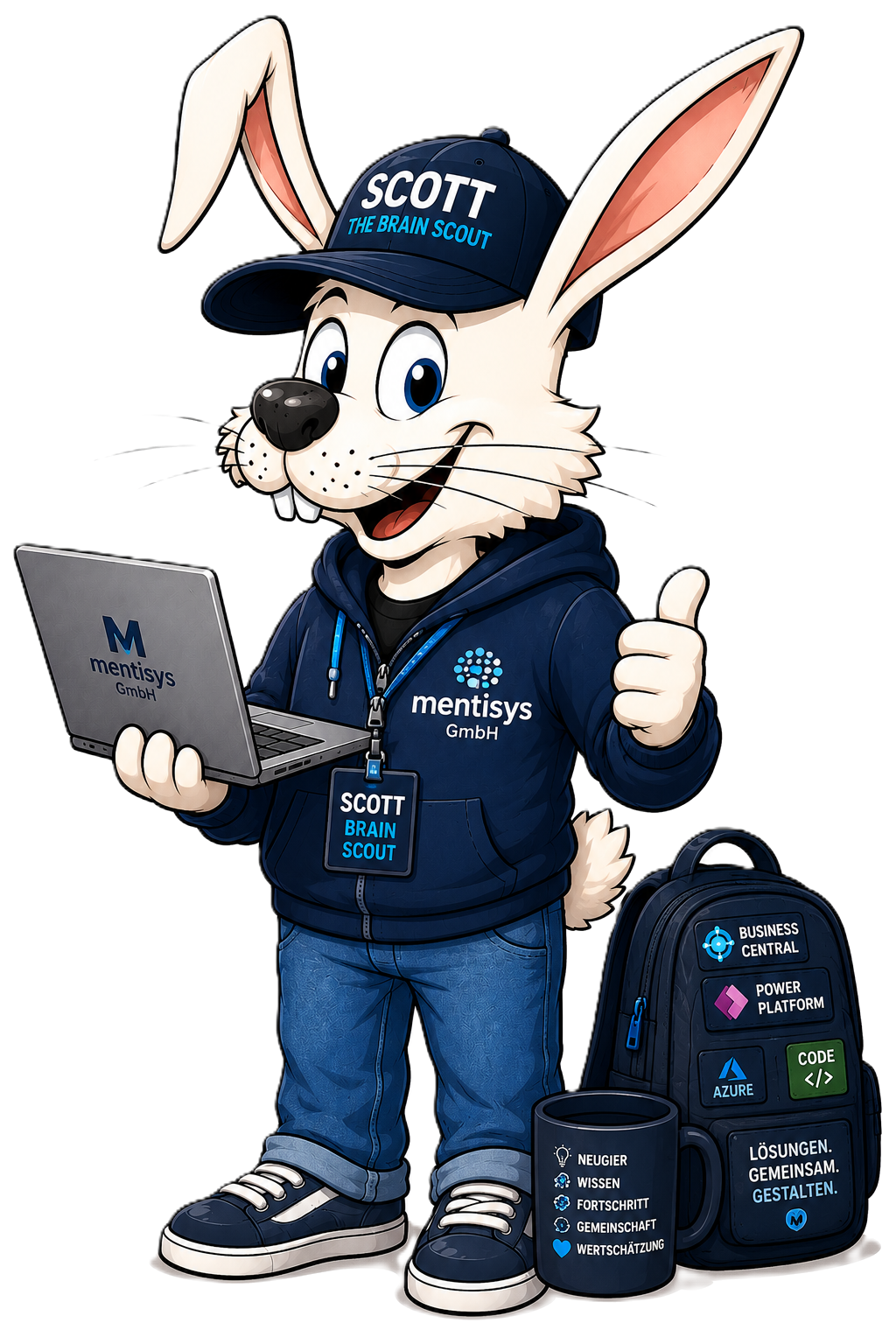 Scott mit Laptop und Rucksack